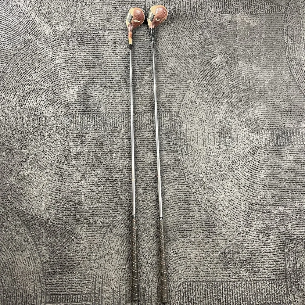 Vintage Spalding Wood Golf Clubs Set Driver 1 &‎ 3 Fairway Rik & Turner Personal